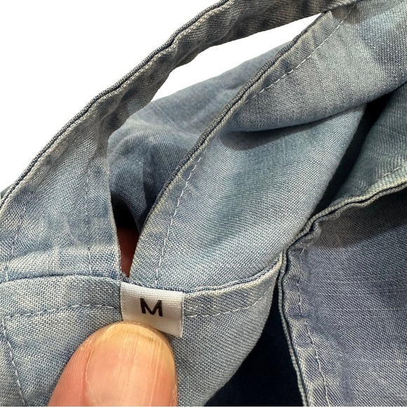 Marine Layer Poppy Reversible Wrap Mini Skirt  Medium Wash Chambray Denim Sz Med - Picture 15 of 16